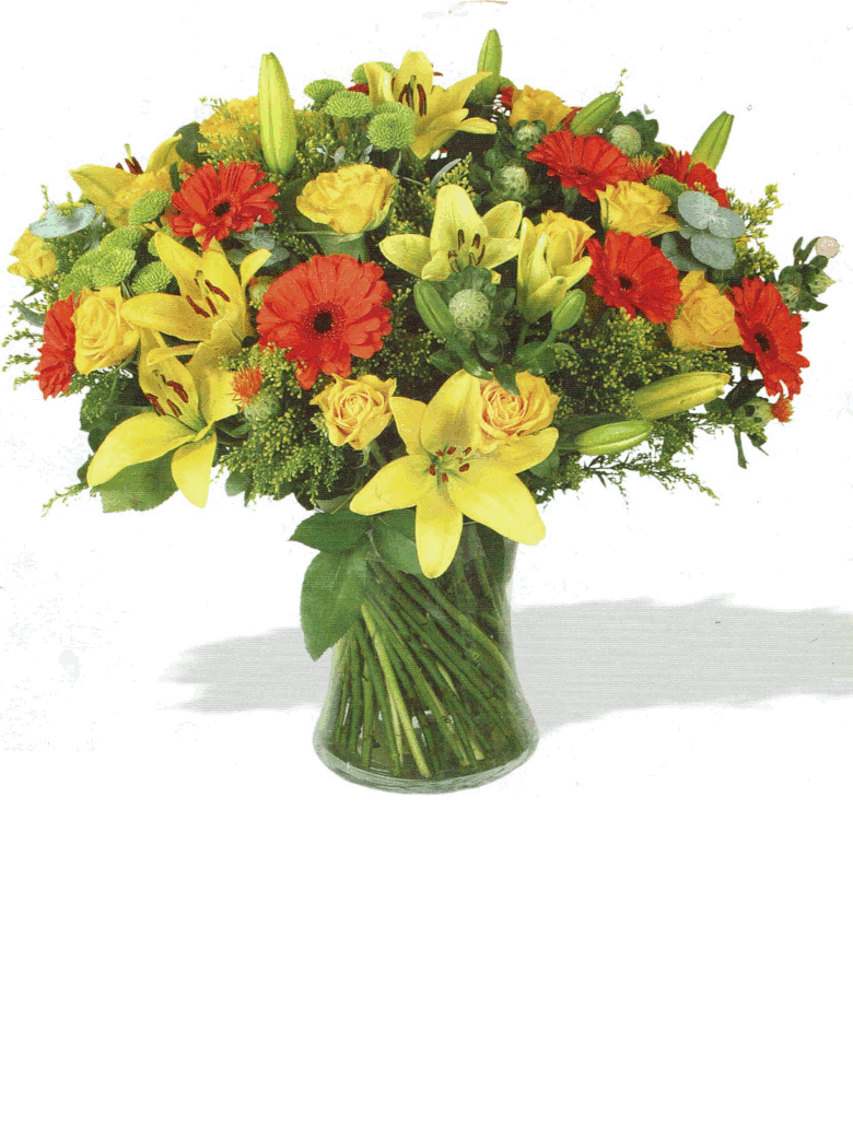 Glass vase mixed colour seasonal flowers from R800 Glass vase mixed colour seasonal flowers from R800
